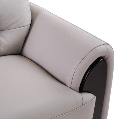 Leather 3 Seater Sofa in Light Grey