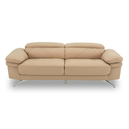 Leather 3 Seater Sofa with Adjustable Headrest