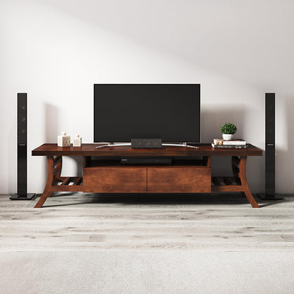 Solid Wood Veneer TV Unit in Dark Oak