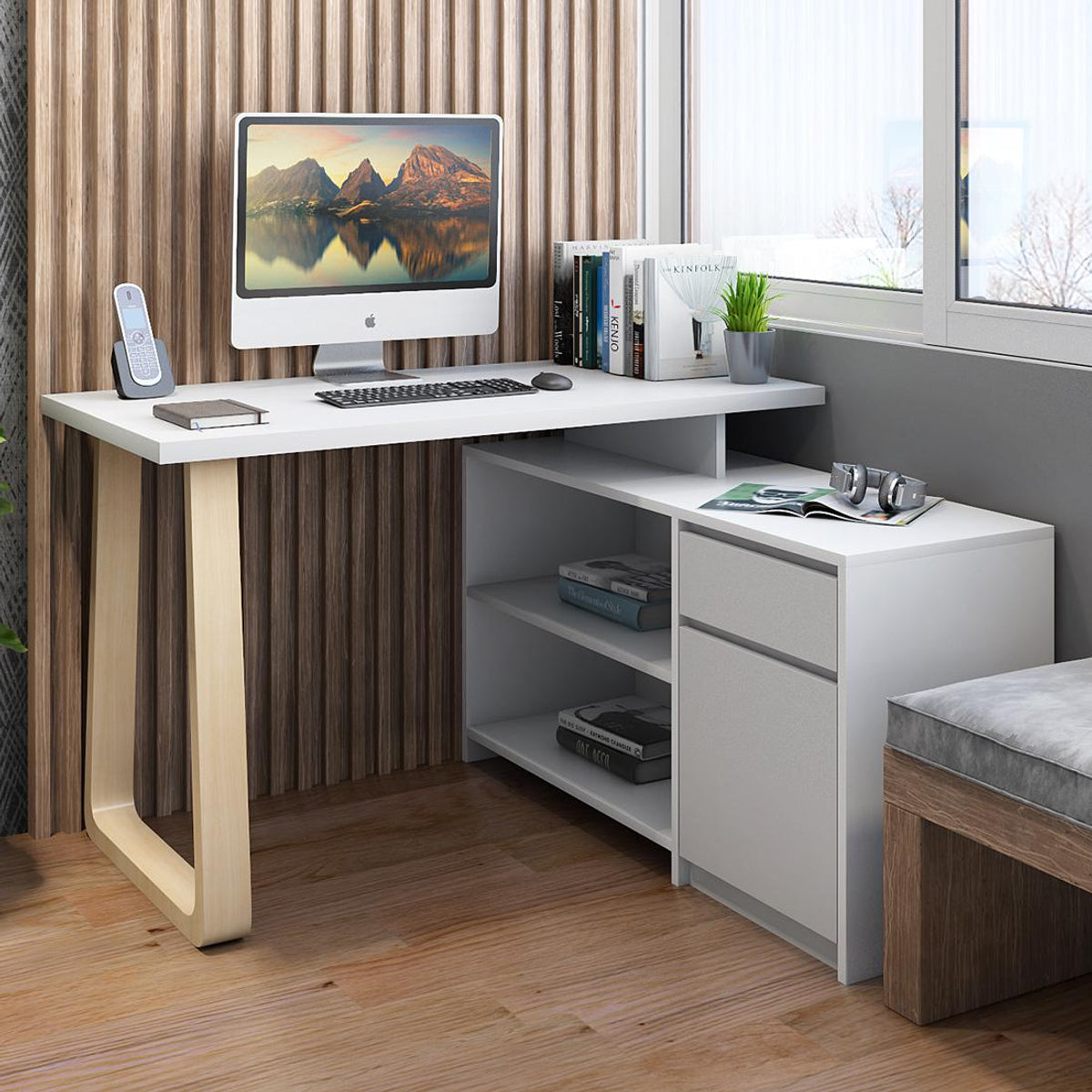 Study Desk in Frosty White Finish