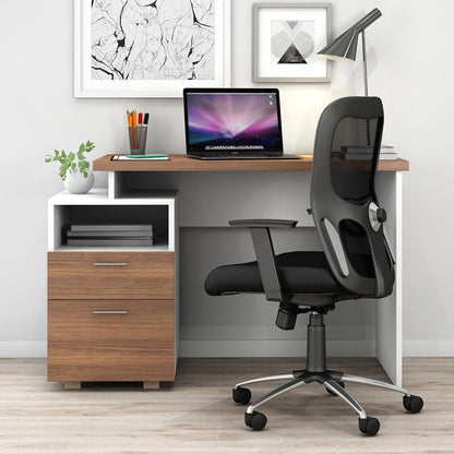 Study Desk in White & Walnut Finish