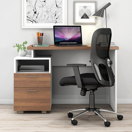 Study Desk in White & Walnut Finish