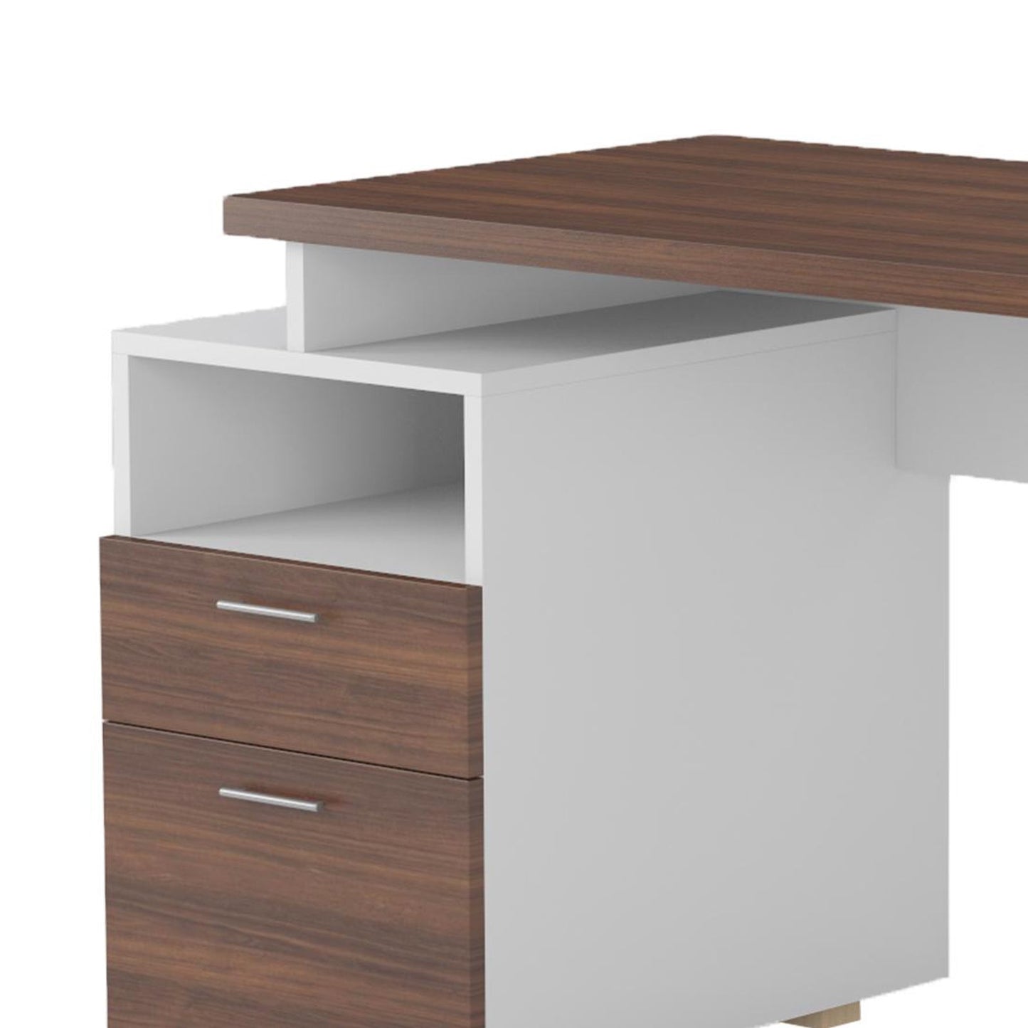 Study Desk in White & Walnut Finish