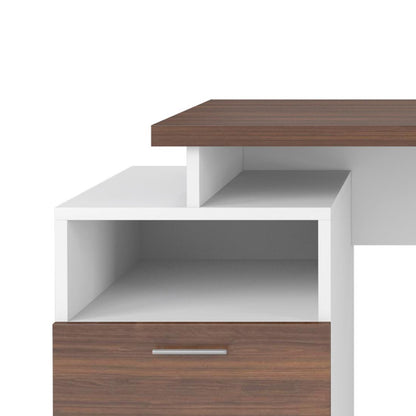 Study Desk in White & Walnut Finish