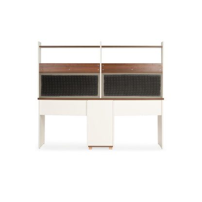 Dual Study Desk in White & Walnut Finish