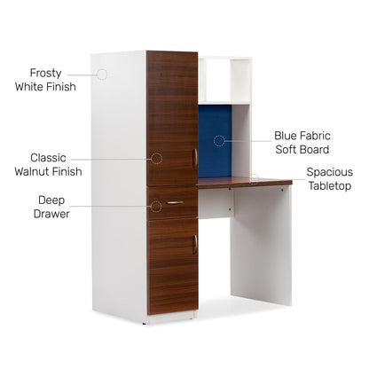 Study Desk in White & Walnut Finish