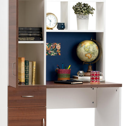 Study Desk in White & Walnut Finish