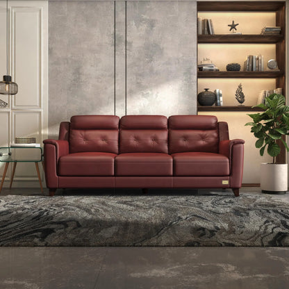 Leather 3 Seater Sofa in Brick Red