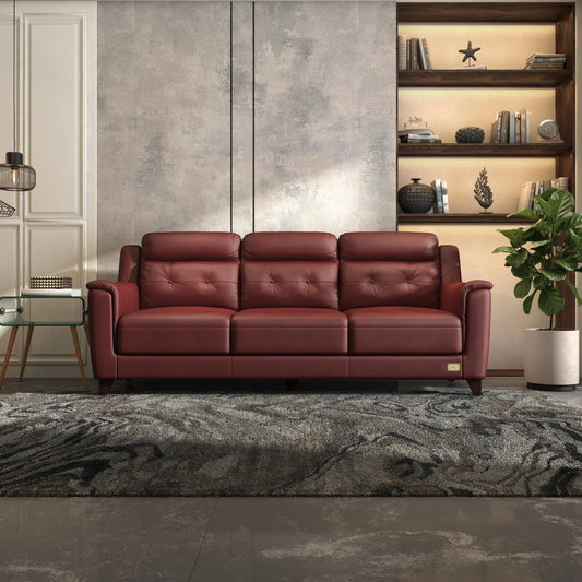 Leather 3 Seater Sofa in Brick Red