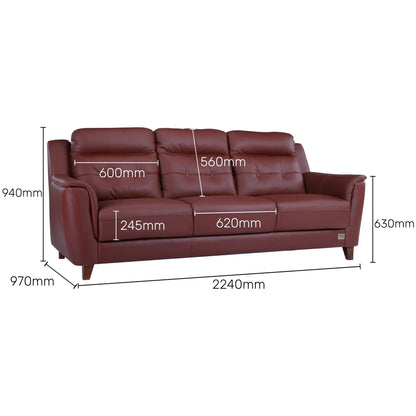 Leather 3 Seater Sofa in Brick Red