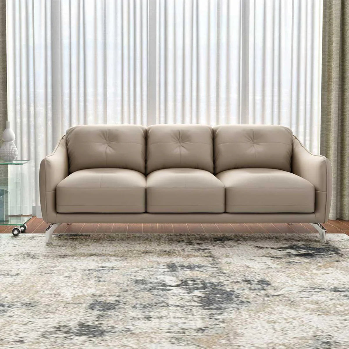 Leather 3 Seater Sofa in Mushroom Brown