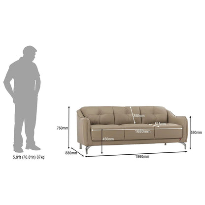 Leather 3 Seater Sofa in Mushroom Brown